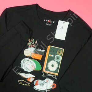 Nike Jordan Flight Artist Series T Shirt Mens L Black Long Sleeve Crewneck New